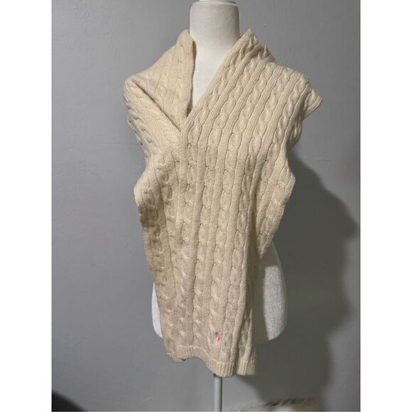 Ralph Lauren cotton wool blend scarf pink pony logo - Picture 1 of 4